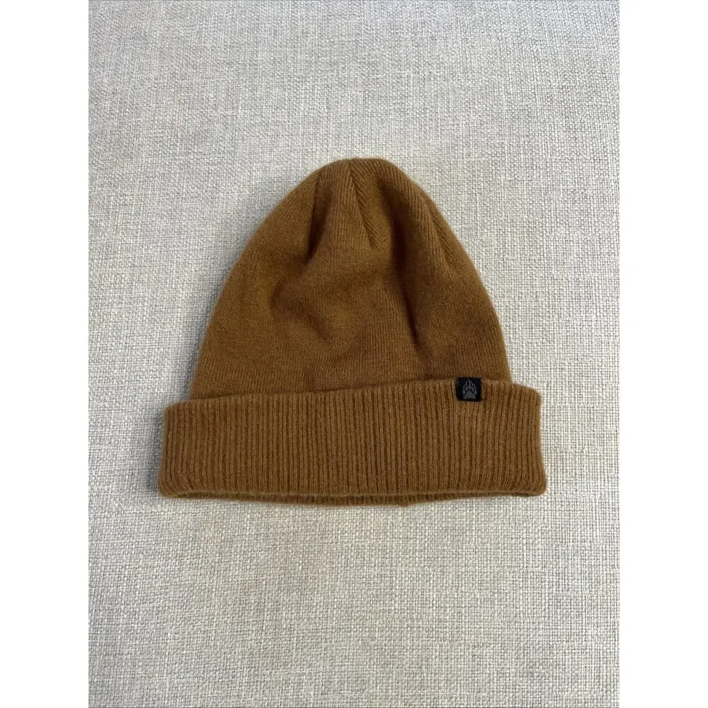 Duluth Trading Alaskan Hardgear 100% Wool Beanie Hat OS Knit Winter Camel Brown